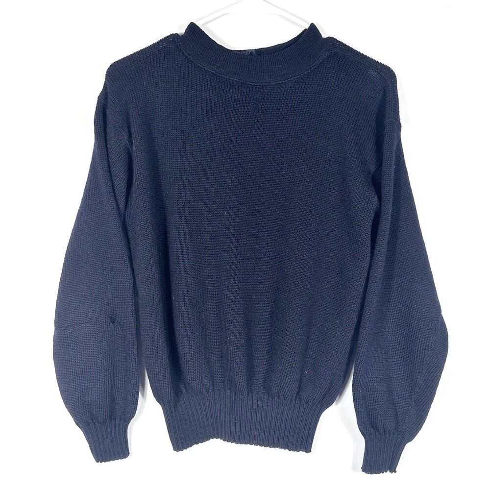 VINTAGE Military Sweater Men M Blue 1960s Wool Uniform RUDOLPH KNITTING MILLS